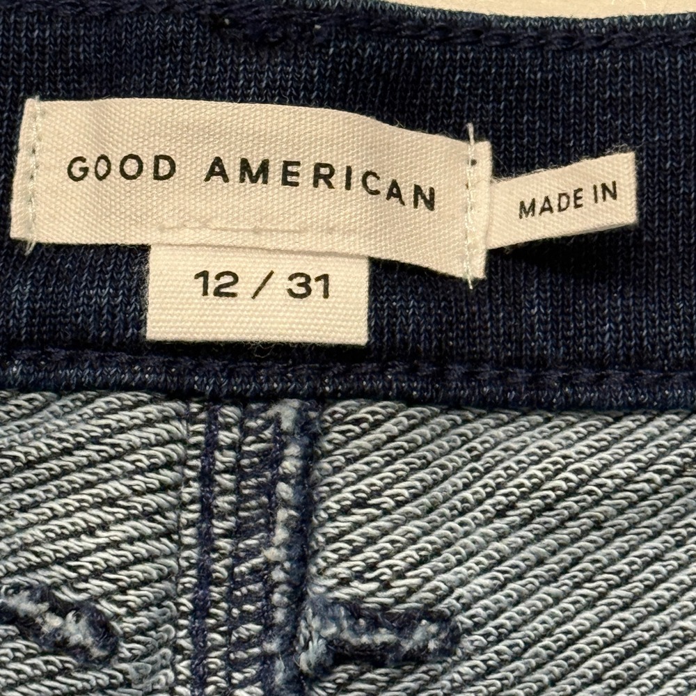 Good American Indigo Barrel Leg Jeans High Rise 100% Cotton Womens 12/31 NWT - Picture 3 of 10